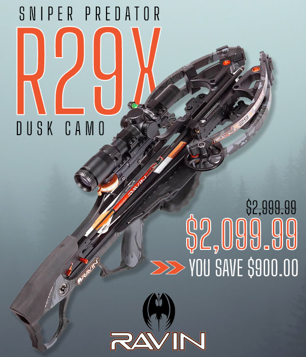 SAVE $900: Ravin 29X Dusk Camo Crossbow! Euro Optic, 48% OFF