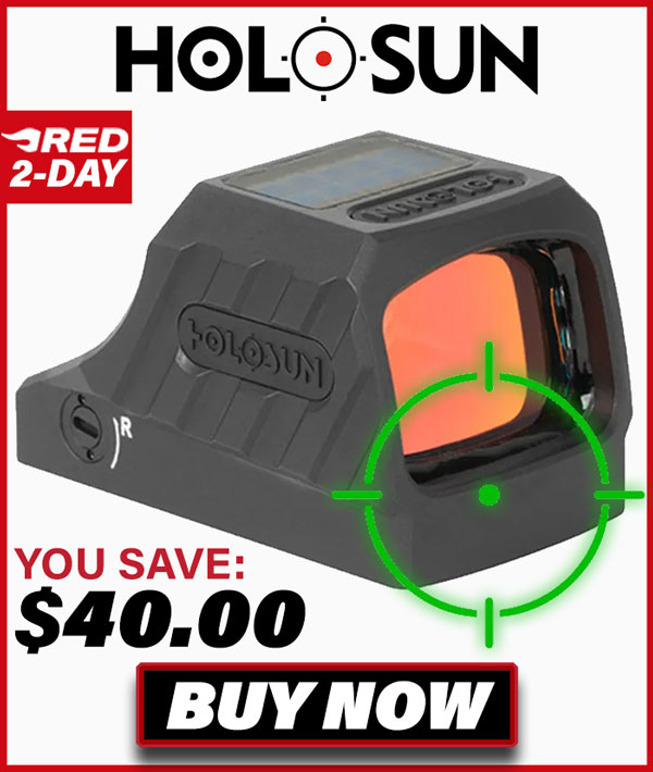 Holosun SCS-320-GR Multi-Reticle 32MOA Green Circle & 2MOA Dot Sig P320 Pistol Cut Solar-Charging Reflex Sight