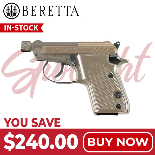 Beretta 21A Bobcat FDE .22 LR Dbl/Sngl 2.9" Bbl Al Frame 7rd Pistol