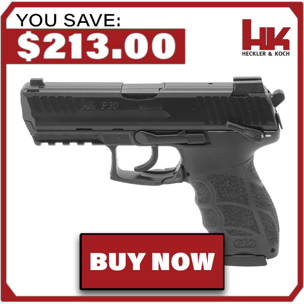 HK P30S (V3) 9mm DA/SA Pistol w/ Ambi. Safety/Rear Decocking Button (3) 17rd Mags and Night Sights 81000112