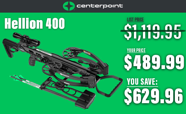 Save massively on the Centerpoint Hellion Hunt Ready Kit when you preorder it through EuroOptic. Save $619.96 when you preorder it today at the price of $499.99!