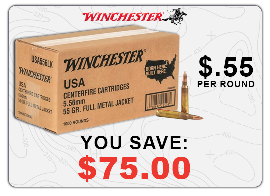 You Save $75.00 on Winchester 5.56X45mm NATO M193 FMJ 55gr Case of 1000