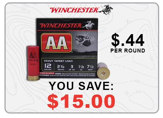 You save $15.00 on Winchester 12ga 2.75" AA Heavy Target 1-1/8oz Shells Case of 250