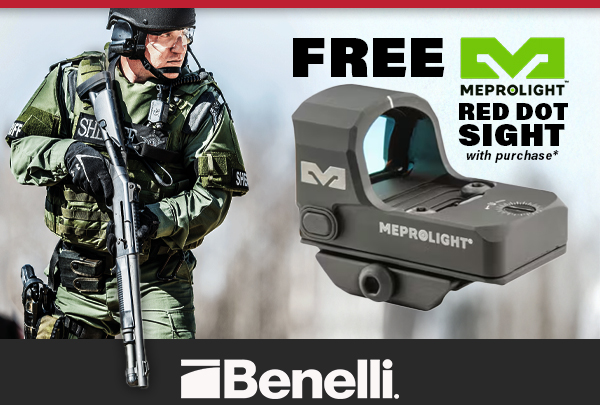 Free Meprolight Red Dot Sight with purchase of the Benelli M1014 Tactical Shotgun!